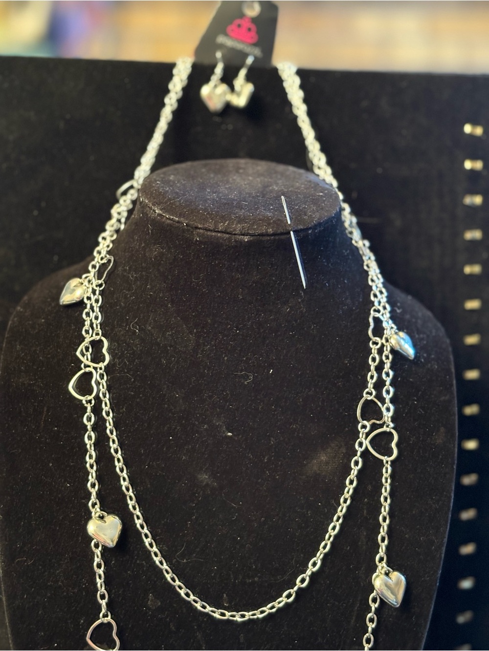 Layered Silver Heart Link Necklace - Women Jewelry